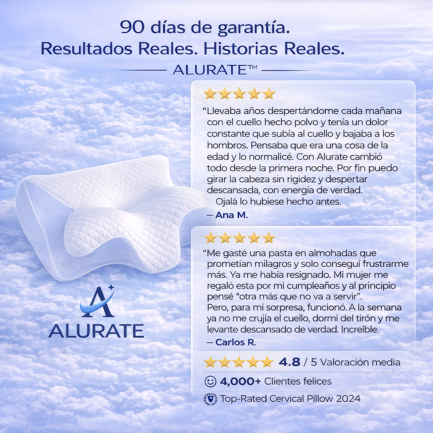 ErgoCloud™ — La almohada que alinea tu cuello las 8 horas que el fisio no puede.