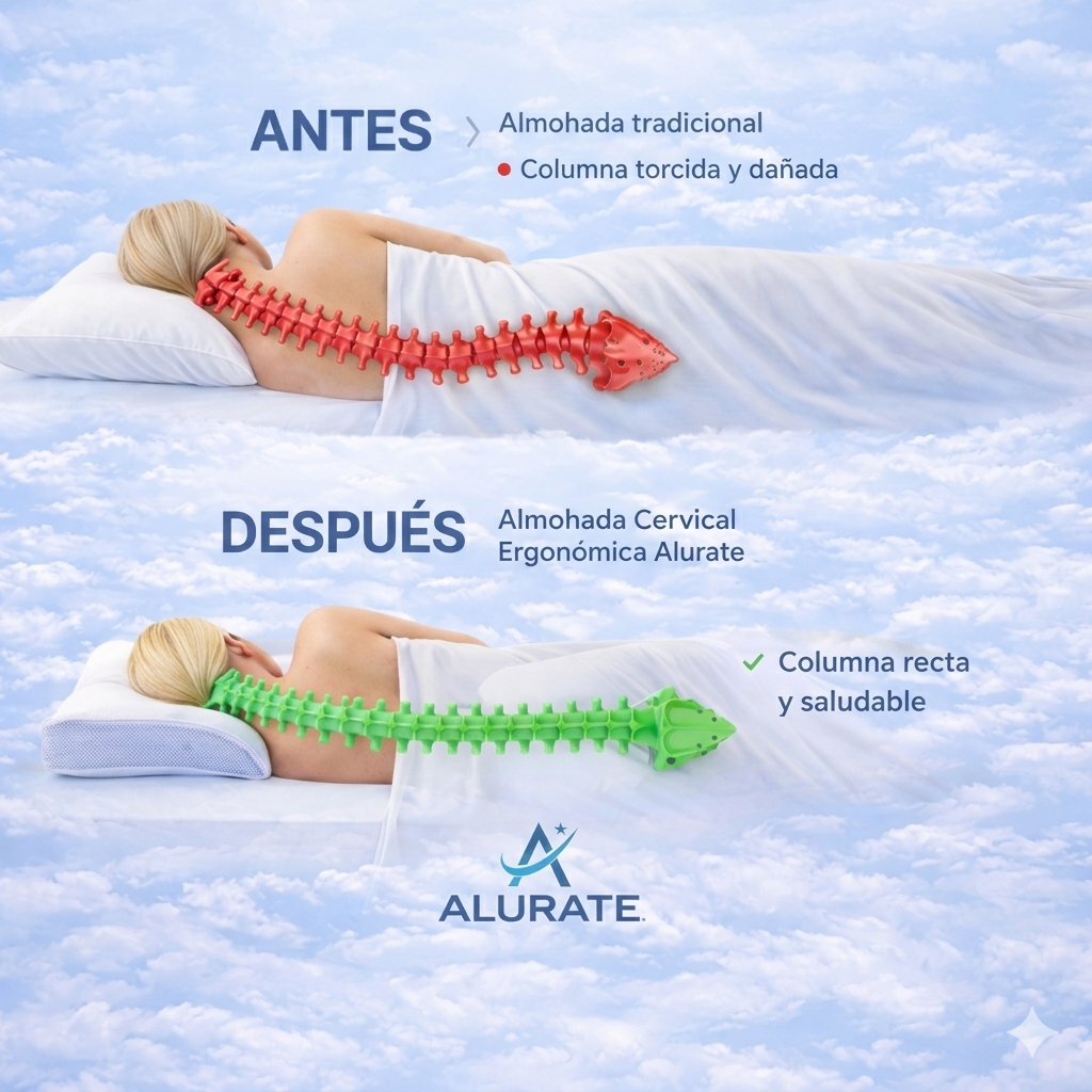 ErgoCloud™ — La almohada que alinea tu cuello las 8 horas que el fisio no puede.